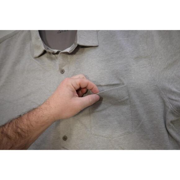Fabletics Button Up Dress Shirt Athletic Stretch Short Sleeve Gray Mens XL NWT - Picture 9 of 10